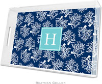 Boatman Geller Lucite Trays - Coral Repeat Navy (Large - Pre-Set)