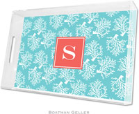 Boatman Geller Lucite Trays - Coral Repeat Teal (Large - Pre-Set)