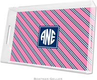 Boatman Geller Lucite Trays - Repp Tie Pink & Navy (Large - Pre-Set)