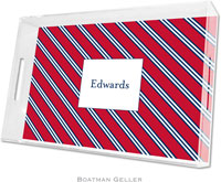 Boatman Geller Lucite Trays - Repp Tie Red & Navy (Large - Panel)