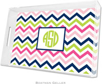 Boatman Geller Lucite Trays - Chevron Pink Navy & Lime (Large - Panel)