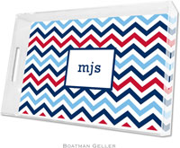 Boatman Geller Lucite Trays - Chevron Blue & Red (Large - Panel)