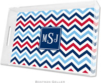 Boatman Geller Lucite Trays - Chevron Blue & Red (Large - Pre-Set)