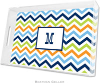Boatman Geller Lucite Trays - Chevron Blue Orange & Lime (Large - Panel)