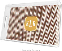 Boatman Geller Lucite Trays - Herringbone Chocolate (Large - Pre-Set)