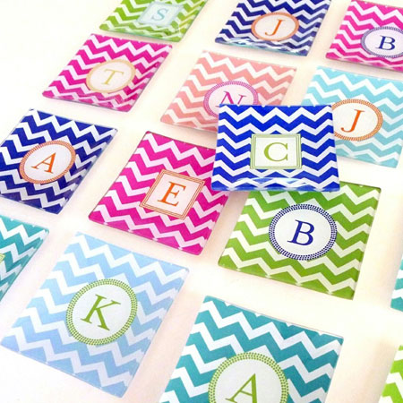 Initial Chevron Mini Glass Tray Initial Chevron Mini Glass Tray