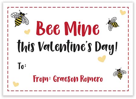 Valentine's Day Exchange Cards by PicMe Prints (Bee Mine) Valentine's Day Exchange Cards by PicMe Prints (Bee Mine)