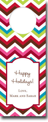 Personalized Wine Bottle Tags by Boatman Geller (Chevron Holiday)
