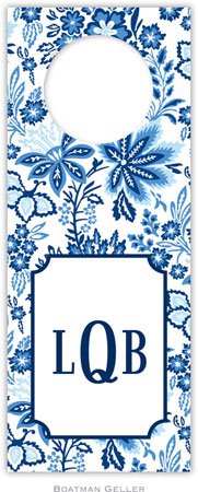 Personalized Wine Bottle Tags by Boatman Geller (Classic Floral Blue)