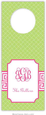 Personalized Wine Bottle Tags by Boatman Geller (Greek Key Band Pink) Personalized Wine Bottle Tags by Boatman Geller (Greek Key Band Pink)