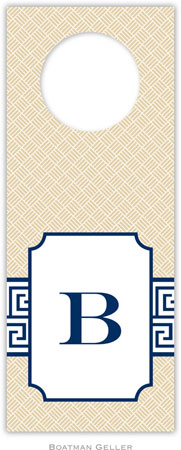 Personalized Wine Bottle Tags by Boatman Geller (Greek Key Band Navy)