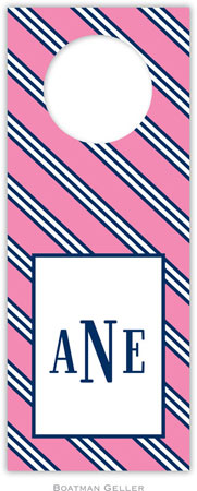 Personalized Wine Bottle Tags by Boatman Geller (Repp Tie Pink & Navy)