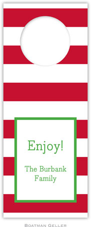 Personalized Wine Bottle Tags by Boatman Geller (Awning Stripe Red)