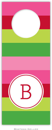 Personalized Wine Bottle Tags by Boatman Geller (Bold Stripe Pink & Green)