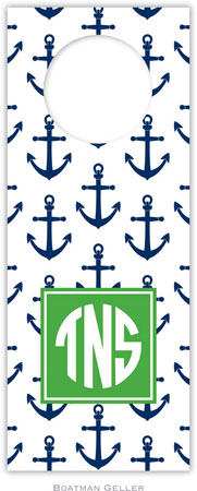 Personalized Wine Bottle Tags by Boatman Geller (Anchors Navy Preset)