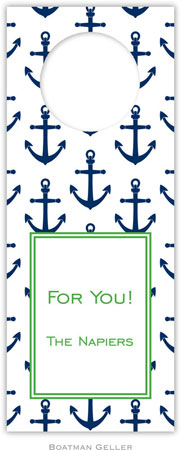 Personalized Wine Bottle Tags by Boatman Geller (Anchors Navy)