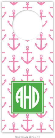 Personalized Wine Bottle Tags by Boatman Geller (Anchors Pink Preset)