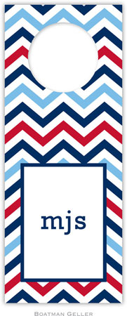 Personalized Wine Bottle Tags by Boatman Geller (Chevron Blue & Red)