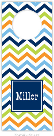 Personalized Wine Bottle Tags by Boatman Geller (Chevron Blue Orange & Lime Preset)