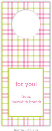 Personalized Wine Bottle Tags by Boatman Geller (Miller Check Pink & Green) Personalized Wine Bottle Tags by Boatman Geller (Miller Check Pink & Green)