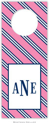 Personalized Wine Bottle Tags by Boatman Geller (Repp Tie Pink & Navy)