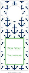 Personalized Wine Bottle Tags by Boatman Geller (Anchors Navy)