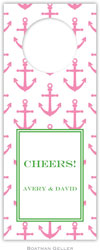 Personalized Wine Bottle Tags by Boatman Geller (Anchors Pink)