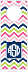 Personalized Wine Bottle Tags by Boatman Geller (Chevron Pink Navy & Lime Preset)