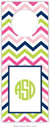 Personalized Wine Bottle Tags by Boatman Geller (Chevron Pink Navy & Lime)