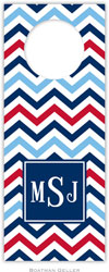 Personalized Wine Bottle Tags by Boatman Geller (Chevron Blue & Red Preset)