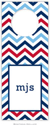 Personalized Wine Bottle Tags by Boatman Geller (Chevron Blue & Red)