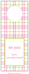 Personalized Wine Bottle Tags by Boatman Geller (Miller Check Pink & Green)