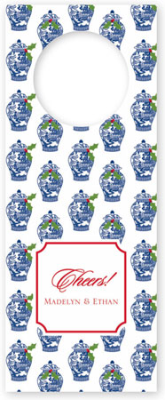 Personalized Wine Bottle Tags by Boatman Geller - Ginger Jars with Holly Personalized Wine Bottle Tags by Boatman Geller - Ginger Jars with Holly