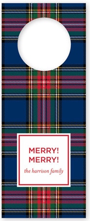 Personalized Wine Bottle Tags by Boatman Geller - MacBeth Plaid Navy Personalized Wine Bottle Tags by Boatman Geller - MacBeth Plaid Navy