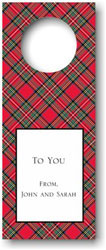 Personalized Wine Bottle Tags by Boatman Geller (Plaid Red)