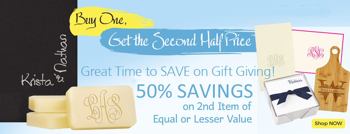 Buy One Get Second at 50% off for select products by Embossed Graphics